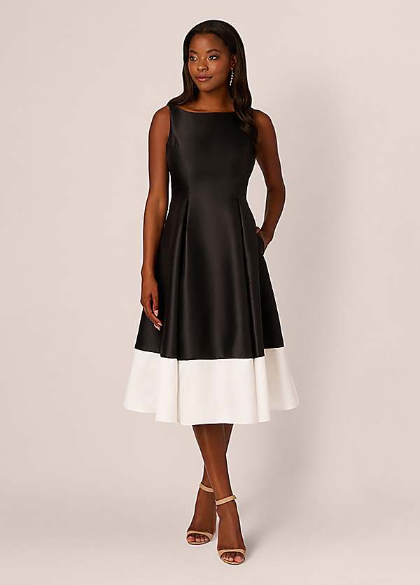 Adrianna Papell Two Toned Mikado Midi Dress Freemans