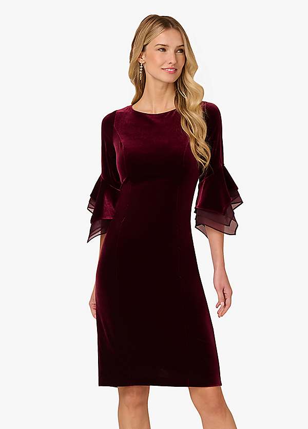 Adrianna Papell Velvet Bell Sleeve Short Dress | Freemans