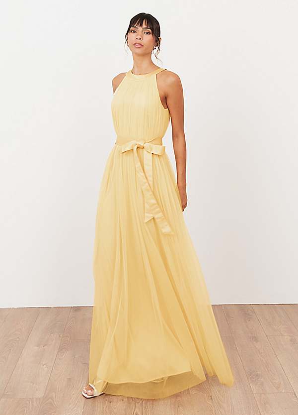 anaya with love halter maxi dress Buttercream Neck Ruffle maxi