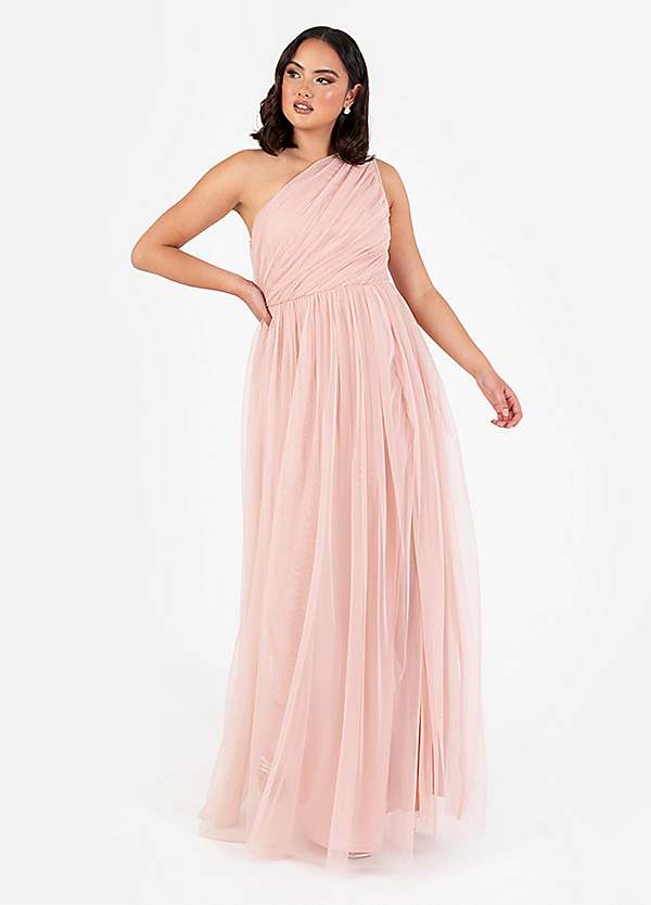 anaya one shoulder dress Anaya Bridesmaid tulle one shoulder maxi dress in pink