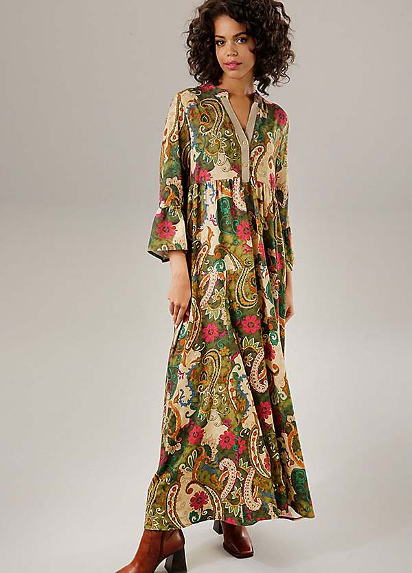 Aniston Floral Print Three-Quarter Length Sleeve Maxi Dress Freemans