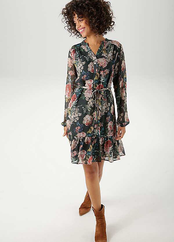 sachin and babi light blue dress Roman Floral Pleated Chiffon Dress - Blue main image 0