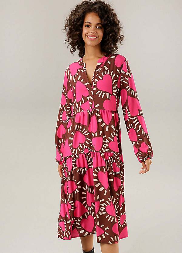 Heart print deals maxi dress