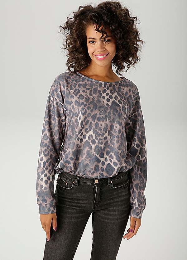 Aniston Oversized Animal Print Sweatshirt Freemans