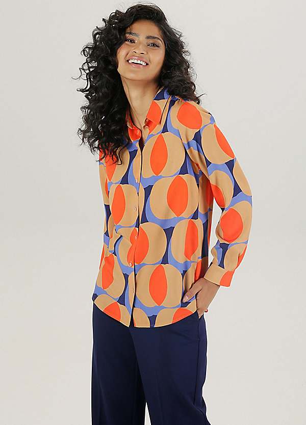 Retro print blouse sale