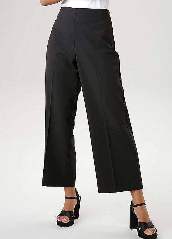 Sosandar Khaki Green Super Soft Ponte Wide-Leg Trousers with Pocket Detail