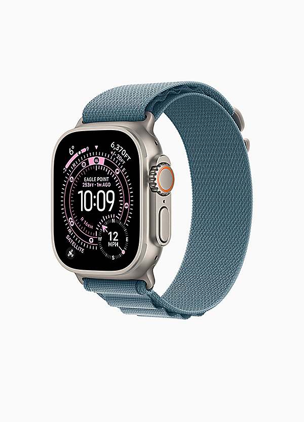 Apple Watch Ultra GPS Cellular 49mm Natural Titanium Case with Light  Blue Alpine Loop Small