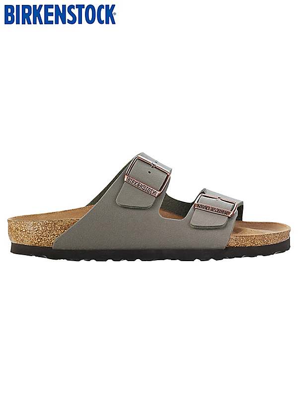 Birkenstock Men's Arizona Birko-Flor Nubuck Leather Stone Sandals