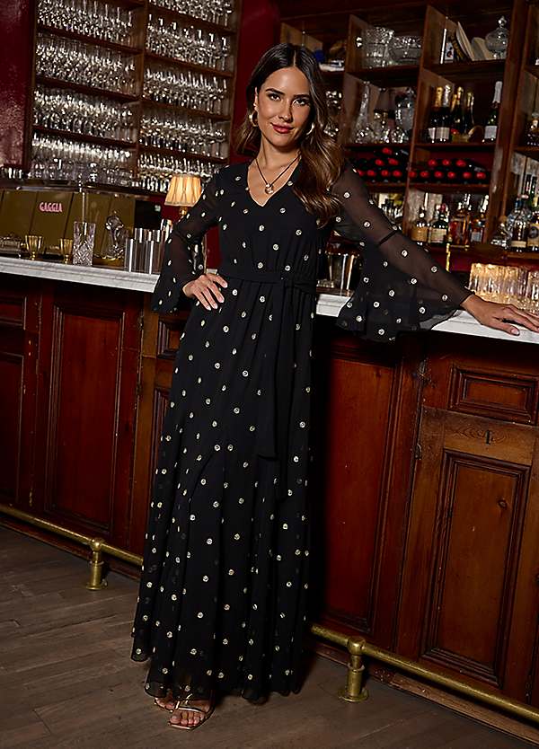 Black Sequin Maxi Dress by Kaleidoscope | Freemans