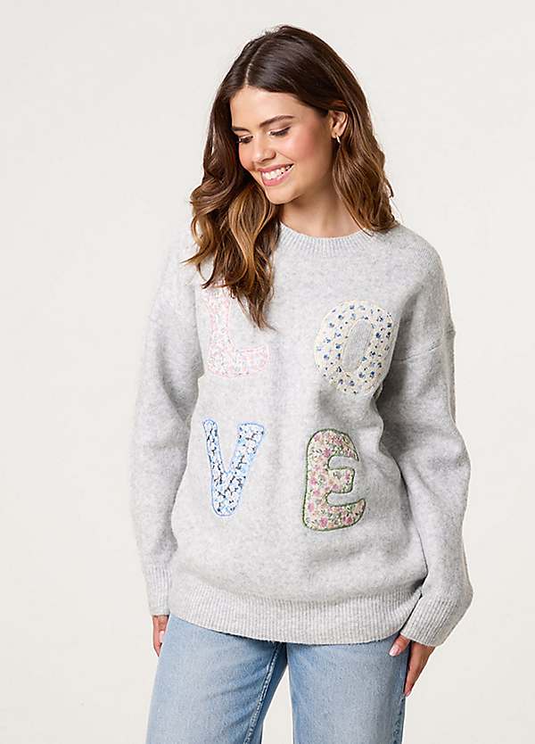 Blue Vanilla Embroidered Love Design Jumper Freemans