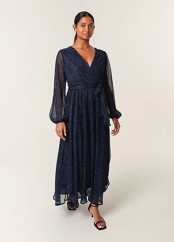 Blue Vanilla Wrap Metallic Dress