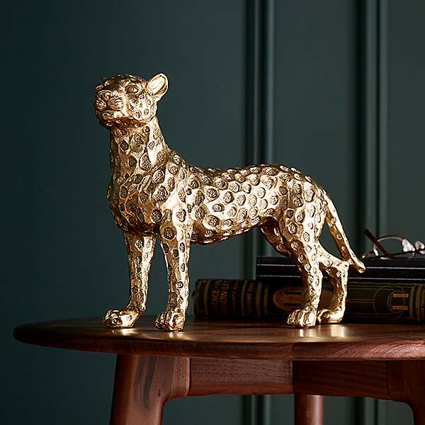 Cheetah Statue Home Decor Leopard - Gold Plated