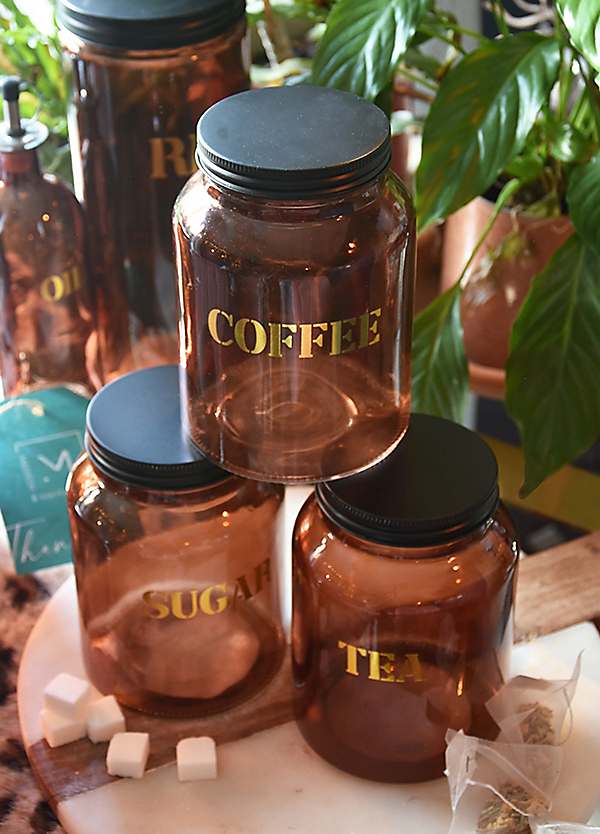 Candlelight Set of Tea Coffee Sugar Glass Storage Jars Freemans