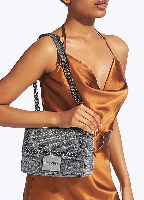 Carvela Mini Bailey Grey Studded Cross Body Bag Freemans