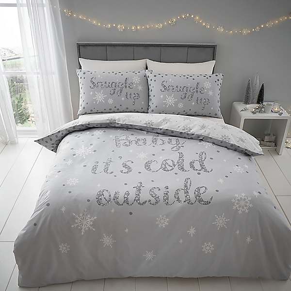 Catherine Lansfield Bedding Brushed Spot Duvet Cover Set with Pillowcases  Grey