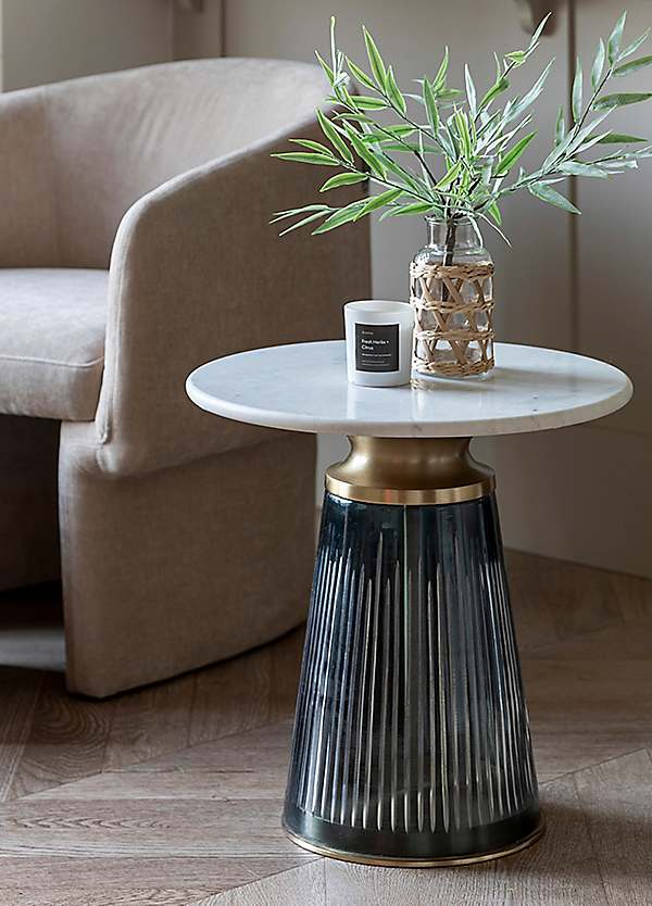 Chic Living Seville Glass Marble Side Table Freemans