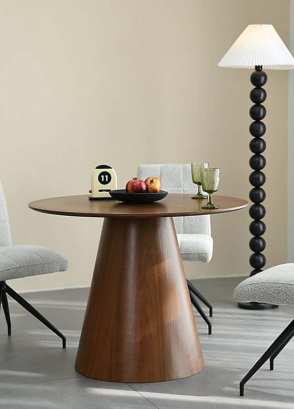 Round walnut dining table discount