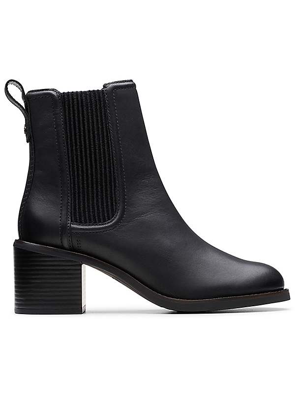 Clarks Black Leather Chamberly Top Ankle Boots