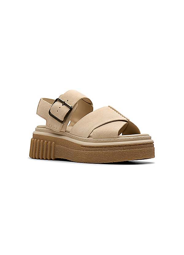 Clarks|SANDALS (Evamar Wish (26181199)) Clarks Evamar Wish Ecru Suede Sandals | Freemans