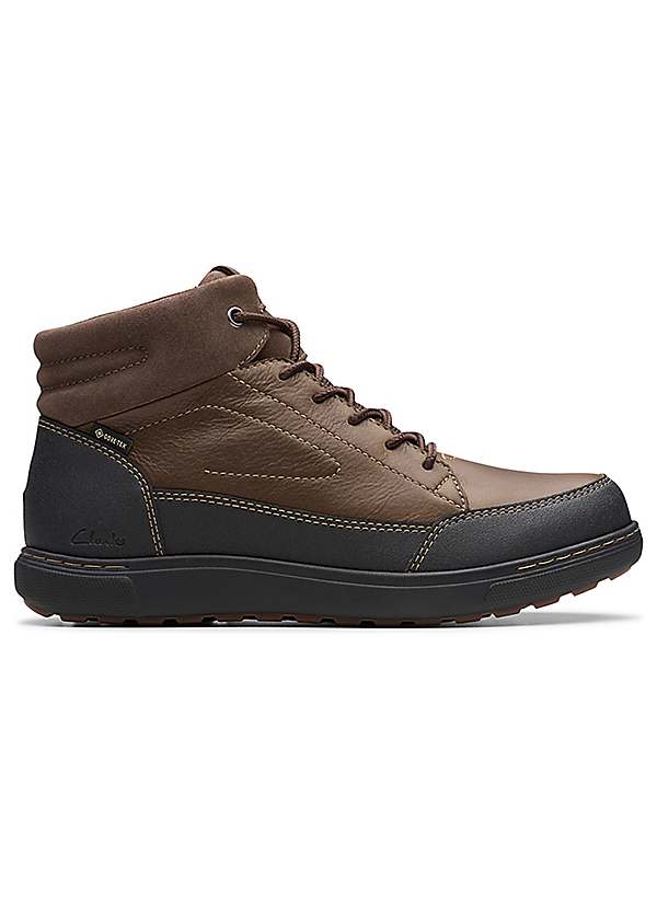 Clarks Men s Dark Brown Leather Mapstone Hi GTX Boots Freemans