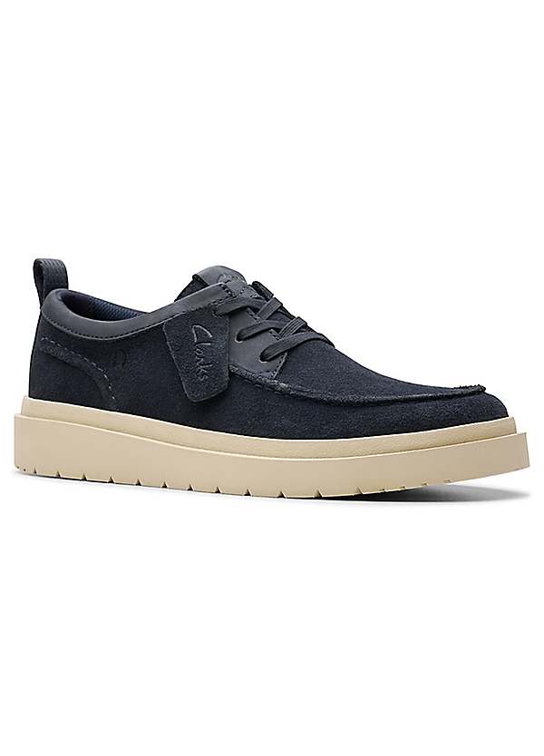 Clarks Navy Suede Polden Shoes | Freemans
