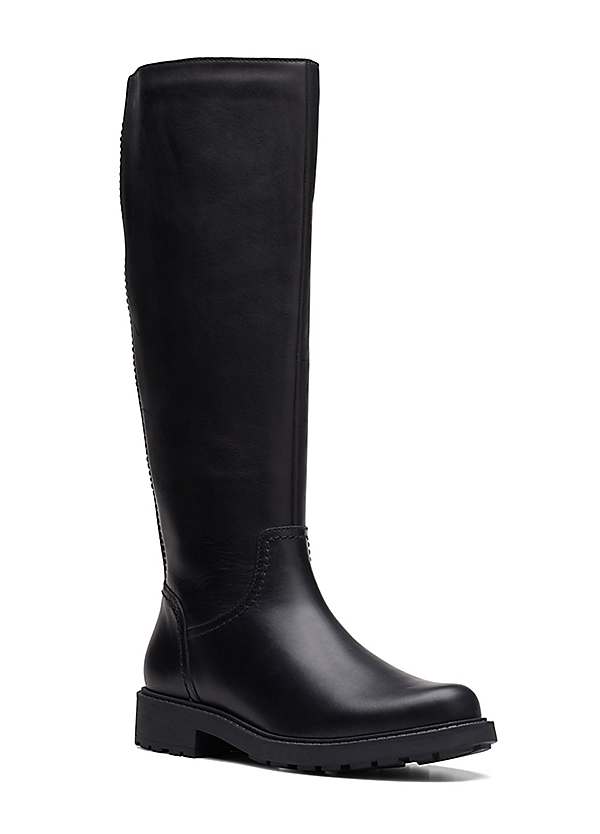 Clarks black deals knee high boots