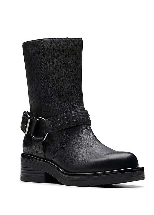 Clarks Rebelle Up Black Leather Boots Freemans