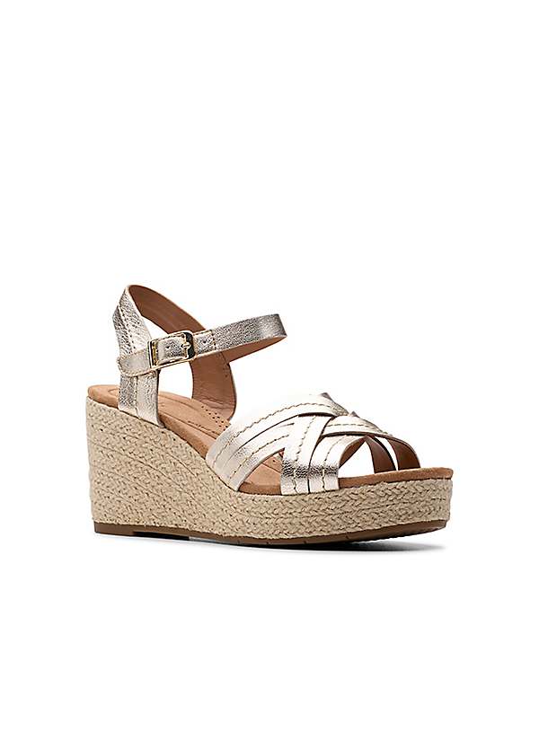 Clarks Sabina Strap Champagne Wedges | Freemans