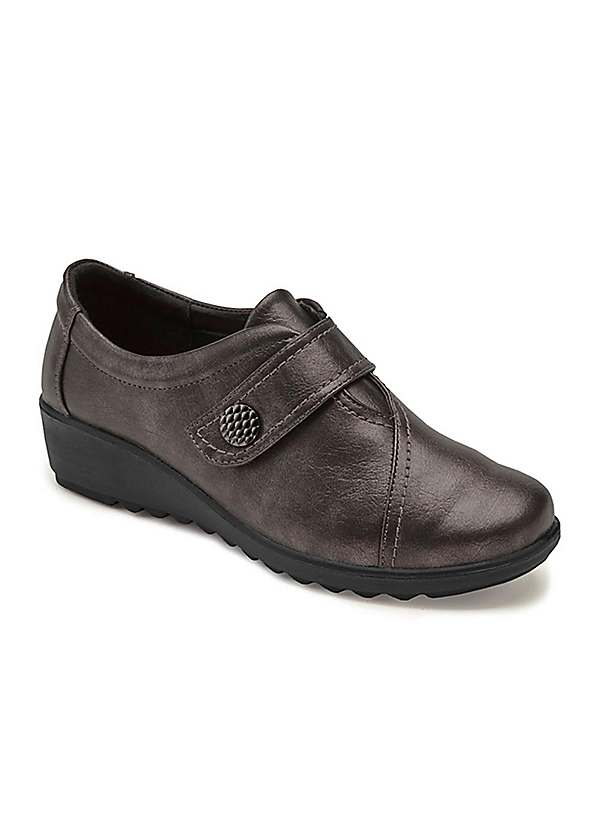 Cotton Traders Gunmetal Flexisole Adjustable Shoes