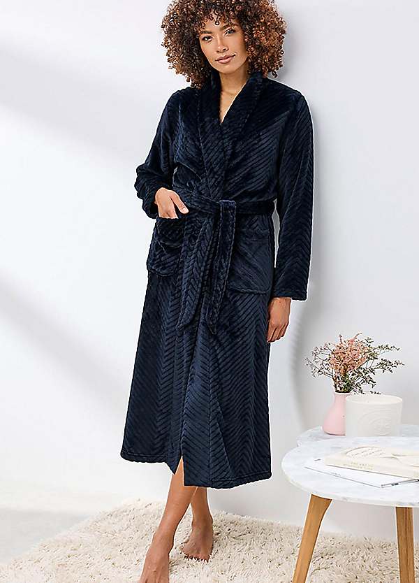 Cotton Traders Navy Blissfully Soft Dressing Gown | Freemans Cotton Traders Navy Blissfully Soft Dressing Gown | Freemans