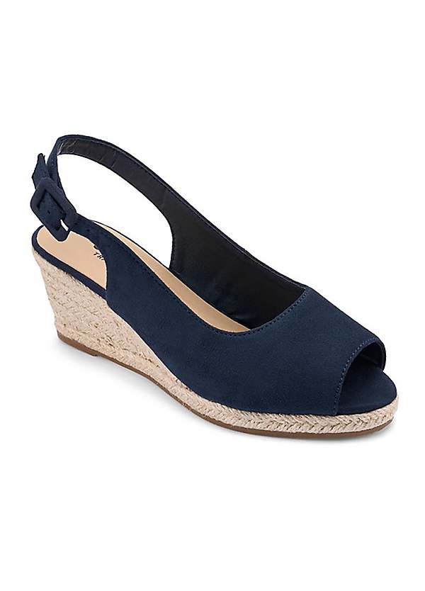 Cotton Traders Navy Espadrille Wedge Sandals Freemans