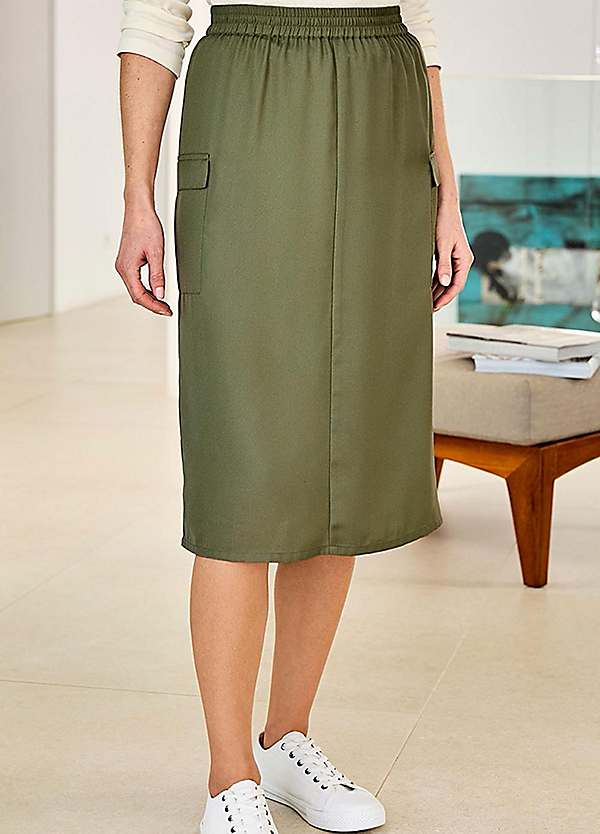 Cotton Traders Pull On Cargo Pocket Midi Skirt