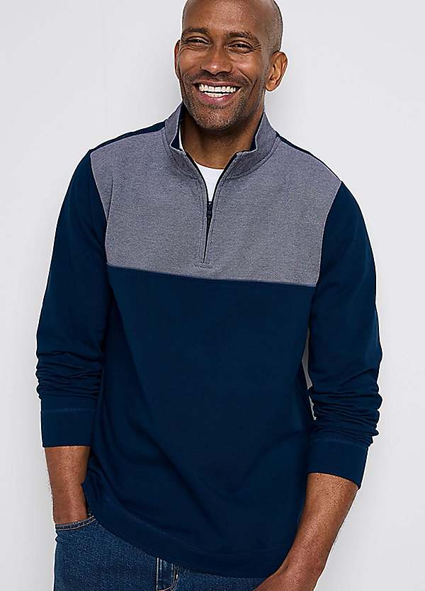 Cotton Traders Sweatshirt Cotton Traders Signature Panelled Half