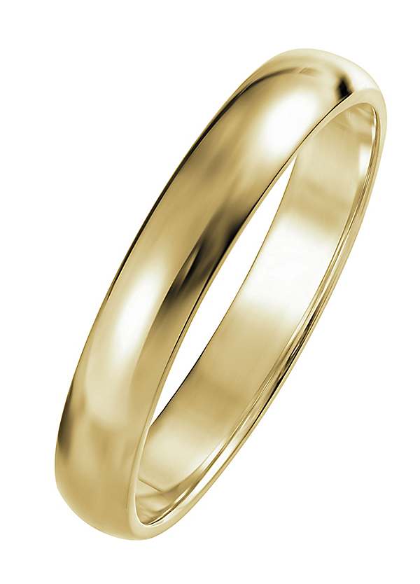 9ct Yellow Gold Heavy D Shape 3mm Wedding Ring