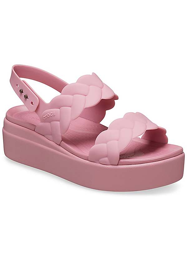 Crocs Pink Brooklyn Woven Low Wedge Sandals Freemans