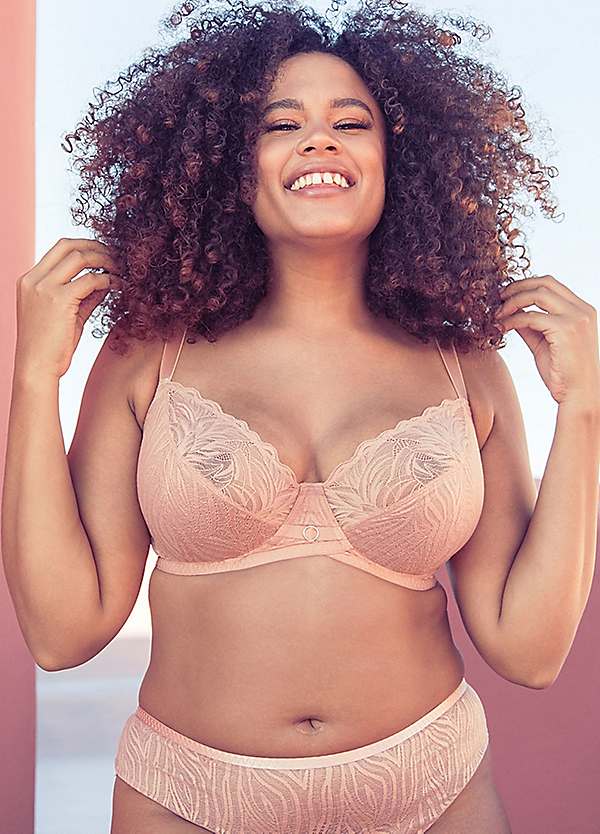 Plus Size White Stretch Lace Non-Padded Underwired Balcony Bra