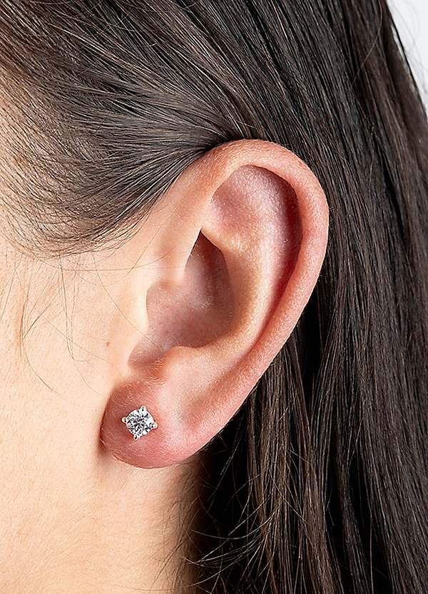 Piercing 5mm Cz Earrings Dew Sterling Silver 5mm Cubic Zirconia