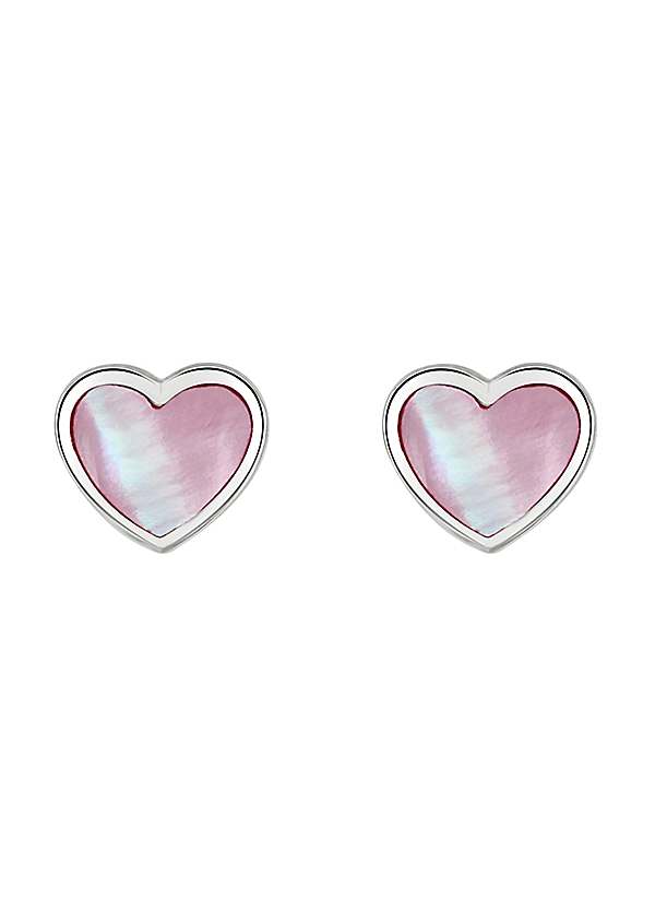 Dew Sterling Silver & Pink Mother of Pearl Heart Stud