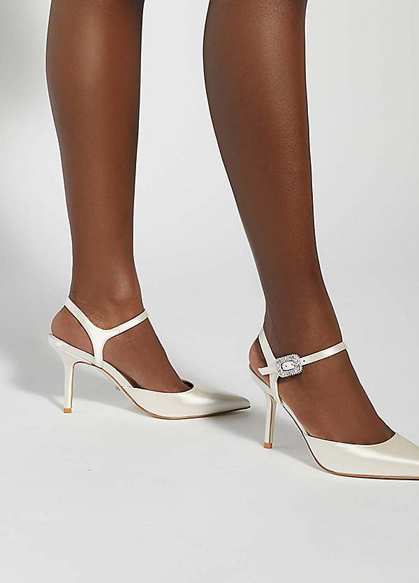 Rainbow Club Lexi Satin Toe Point Court Shoes, Ivory