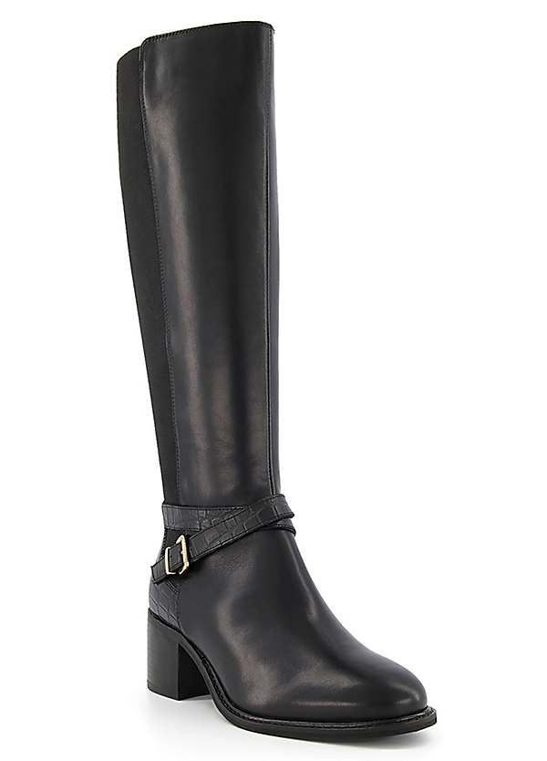 Dune leather outlet knee high boots