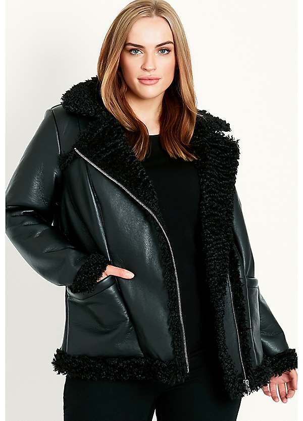 Borg hot sale biker jacket