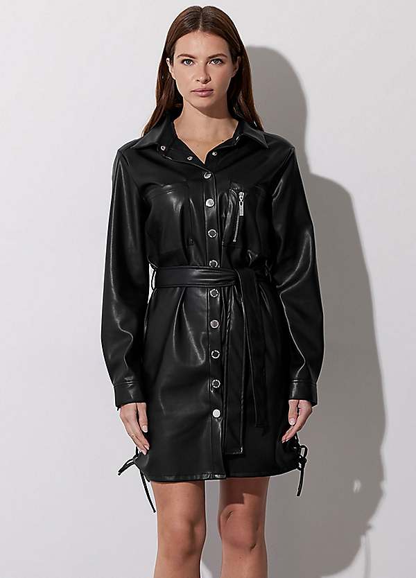 STAR by Julien Macdonald Faux Leather Shirt Dress STAR by Julien Macdonald Faux Leather Shirt Dress