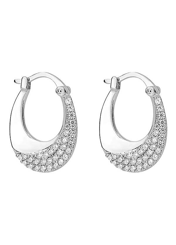 Silver hoops clearance with cubic zirconia