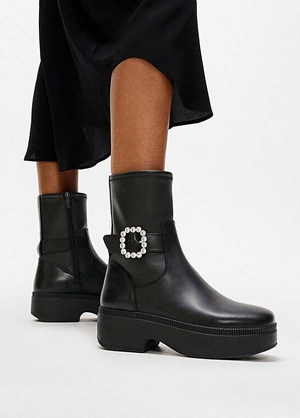 fitflop ブーツ F-MODE-FOLDED-KNOT-FLATFORM-