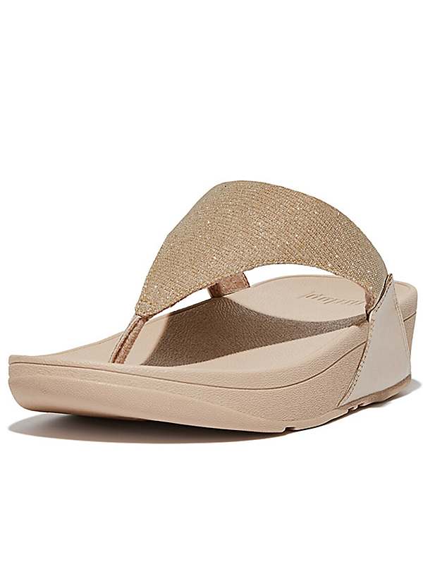 FitFlop Latte Beige Lulu Shimmerlux Toe-Post Sandals | Freemans