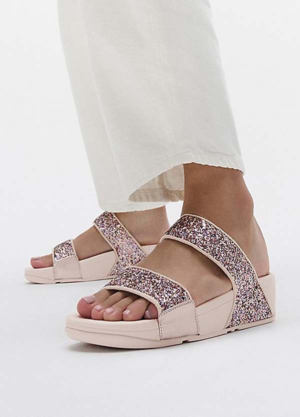 Fitflop Lulu 2 Bar Glitterサンダル FitFlop Pink Lulu 2 Bar Glitter Sandals | Freemans