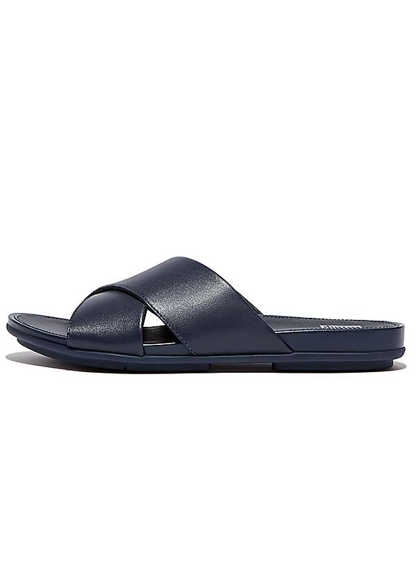 Fitflop Midnight Navy Gracie Leather Cross Slides Freemans