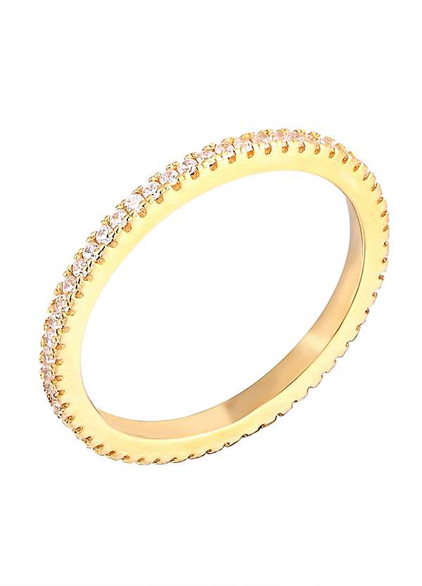 For You Collection 18ct Gold Plated Sterling Silver Thin Cubic