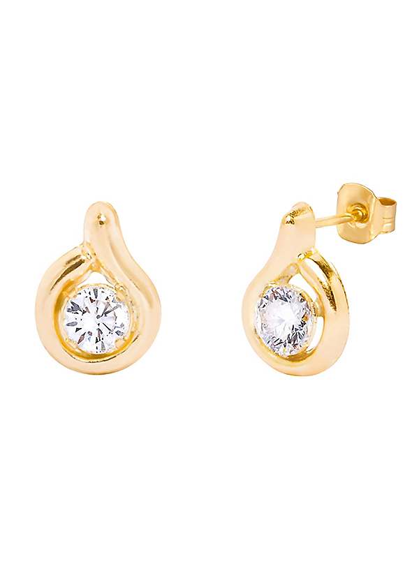 14k yellow Gold Cubic Zirconia good Stud Earrings.