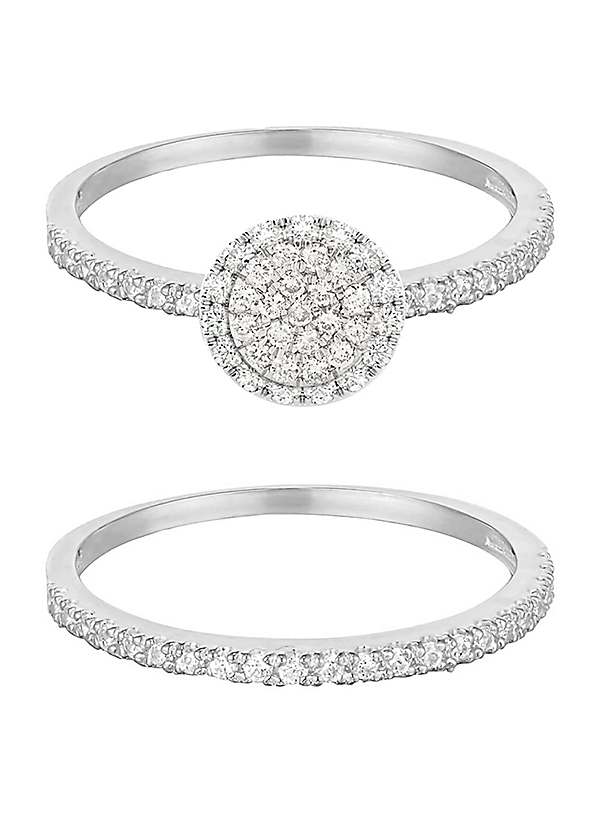 For You Collection Set of 2 Sterling Silver CZ Rings Freemans